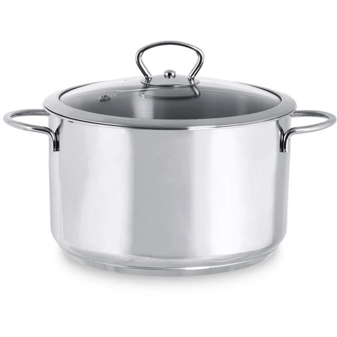 Metalac Oala cu Capac de Sticla Kulinaria Capacitate 6L Diametru 24CM Inox