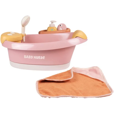 SMOBY Set Baby Nurse Cadita Balneo roz cu 3 accesorii +3 ani