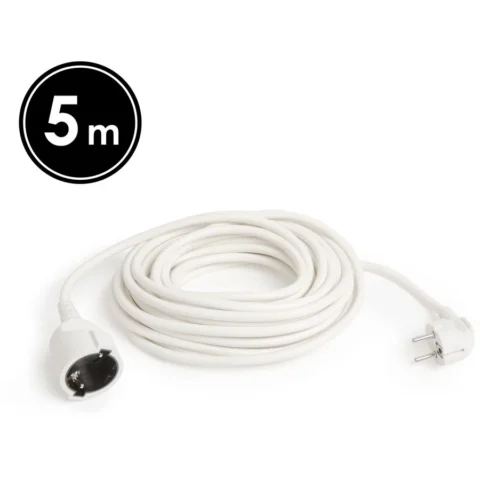 Delight Prelungitor Electric 5m 16A 250V Cablu 3×1.5mm Stecher Drept Uz Casnic/Birou Alb