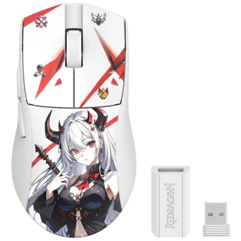 Redragon Mouse Gaming Wireless Bluetooth Si Cu Fir K1ng Pro 1K Alb Anime
