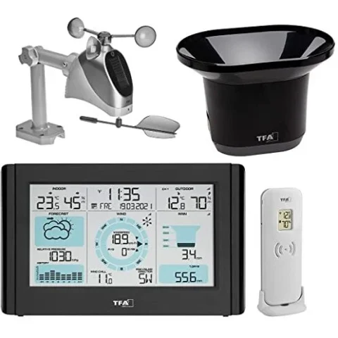 TFA wireless weather station with wind and rain gauge WEATHER PRO (black)
