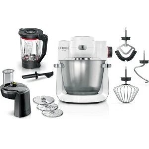 Bosch Robot de bucatarie MUM6EW22 food processor (white/stainless steel, 1,600 watts, series 6, patisserie set, mixer attachment)
