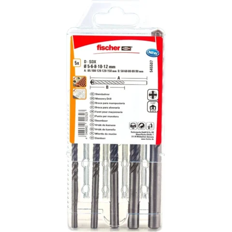 Fischer stone drill set D-SDX SET 5-12mm (5 pieces) Fischer stone drill set D-SDX SET 5-12mm (5 pieces)