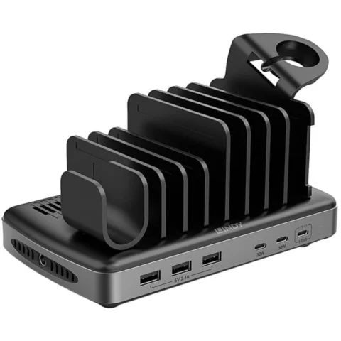 Lindy Statie Incarcare 160W 6-Port USB 3x USB-A + 3x USB-C Negru