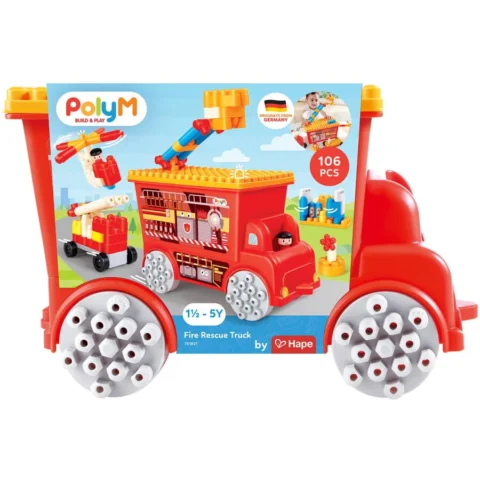 HAPE Jucarie Masina de pompieri 106 piese +2 ani HAPE Jucarie Masina de pompieri 106 piese +2 ani
