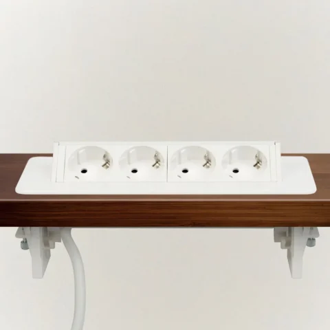 Delight Priza Incorporabila Blat 4 Prize Schuko Flip Up 16A 3500W 1.5m Cablu Alb