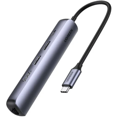 UGREEN Hub USB-C CM418 (10919) 2 x USB-A 3.0 – 1 x USB-C – 1 x HDMI – 1 x RJ45 Gri UGREEN Hub USB-C CM418 (10919) 2 x USB-A 3.0 – 1 x USB-C – 1 x HDMI – 1 x RJ45 Gri