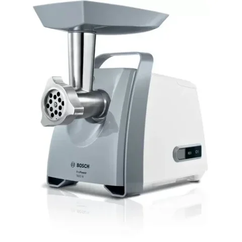 Masina de tocat carne Bosch Pro Power MFW45020, 1600W, 2.7 kg/min, alb/gri