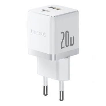 Baseus Incarcator Retea Palm 20W 3A 1 x USB-A – 1 x USB-C Alb