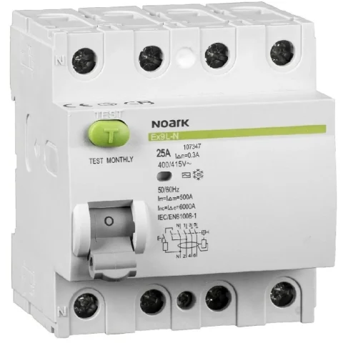 Intreruptor diferential Noark 108409 Ex9L-N 4P 25A Tip A 300mA Selectiv (S) 6kA