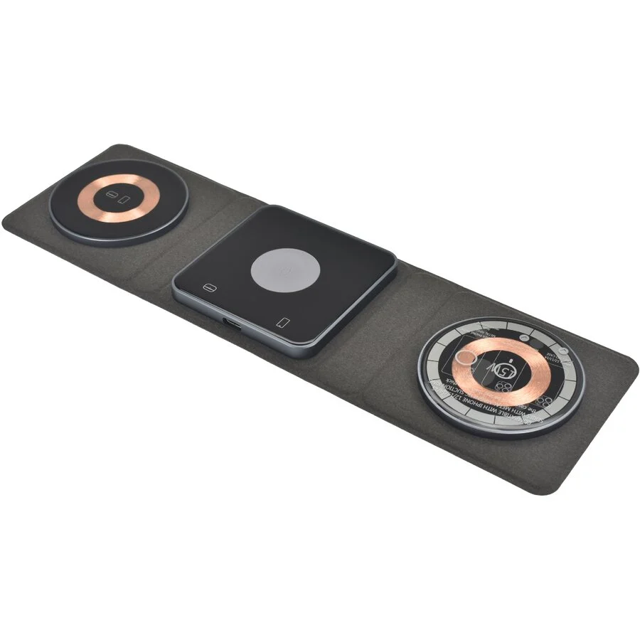 Dviced Incarcator Wireless 3-in-1 Magnetic Pliabil Negru/Cupru