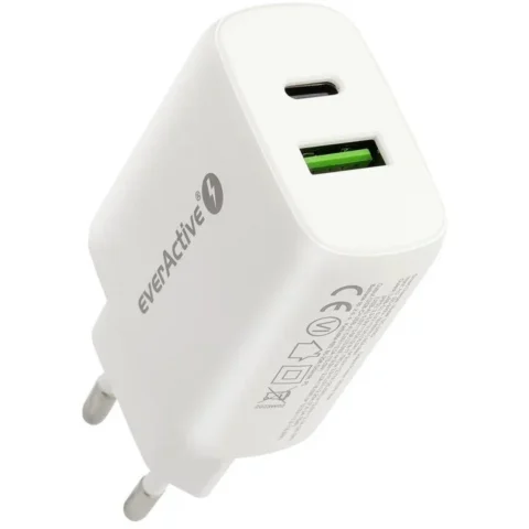 EverActive Incarcator 1 x USB Quick Charge 3.0 1 x USB-C PD PPS 25W Alb