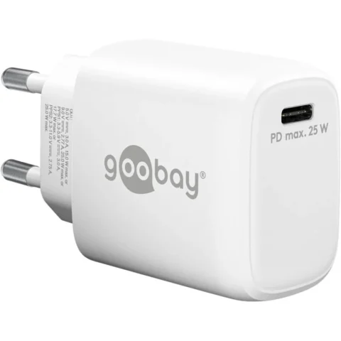 Goobay GPS USB-C PD GaN fast charger 25 watts (white, Power Delivery 3.0)
