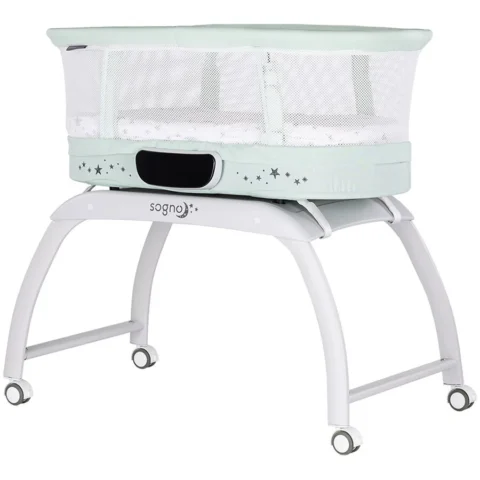 Chipolino Patut cu Leganare Sogno 2 in 1 Cantar Integrat 0 – 6 Luni Verde Pastel