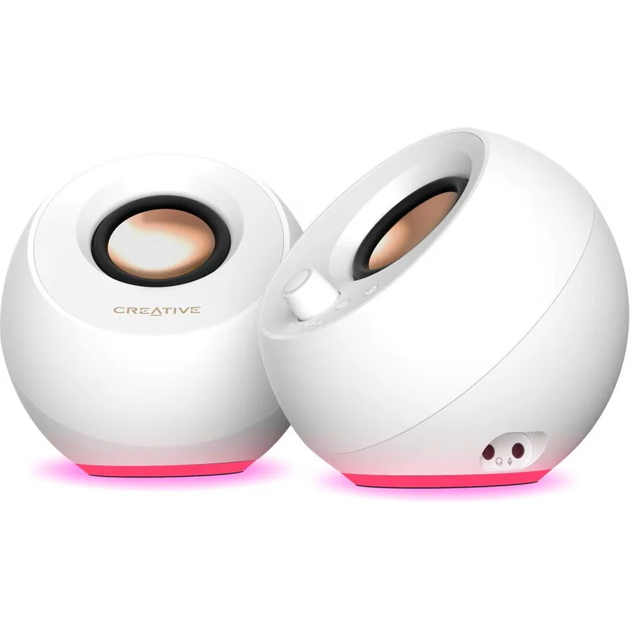 Creative Boxe PC 51MF1710AA003 Pebble PRO 2.0 Bluetooth 5.3 Iluminare RGB USB Alb