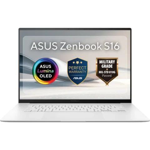 ASUS Laptop Zenbook S16 OLED 3K 16 inch AMD Ryzen AI 9 465 32GB 1TB SSD Windows 11 Pro White
