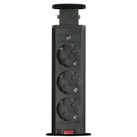 Delight Priza Incastrabila Birou 3 Prize Protectie Copii 3500W Pop Up 250V Negru Mat