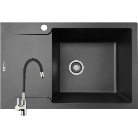 Pyramis Set Chiuveta bucatarie + Baterie Flessi Magnifica Durothek 1B 1D DR Black