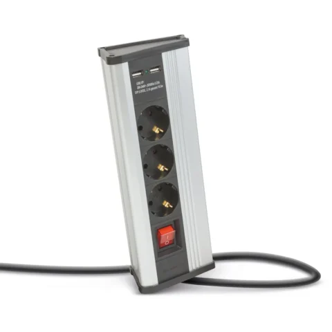 Delight Prelungitor Colt 3 Prize 16A 250V 2 USB 2.1A Intrerupator Cablu 1.5m Aluminiu