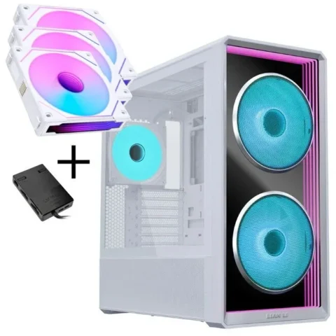 Lian Li Carcasa LANCOOL 217 INF Bundle + 3x UNI FAN SL-INF 120 Reverse Blade Alb