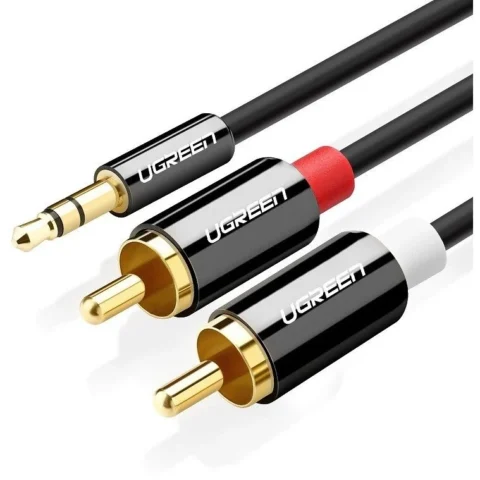 UGREEN Cablu de date AV116, tata jack 3.5 mm la 2x tata RCA, 5m, Negru
