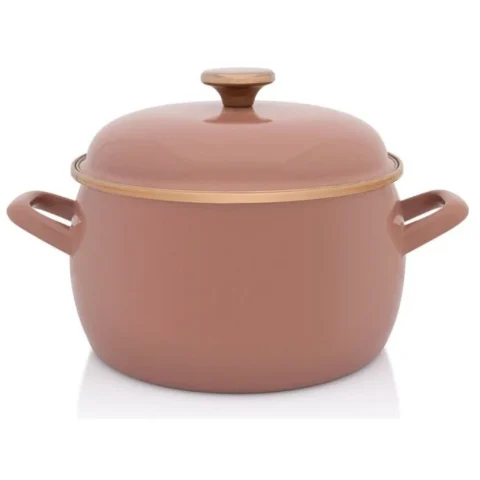Metalac Oala cu Capac Mocha Mousse Email 7.5L Diametru 24CM Maro
