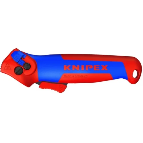 KNIPEX stripping knife 16 50 145 SB, stripping/stripping tool (red/blue, with ratchet function)