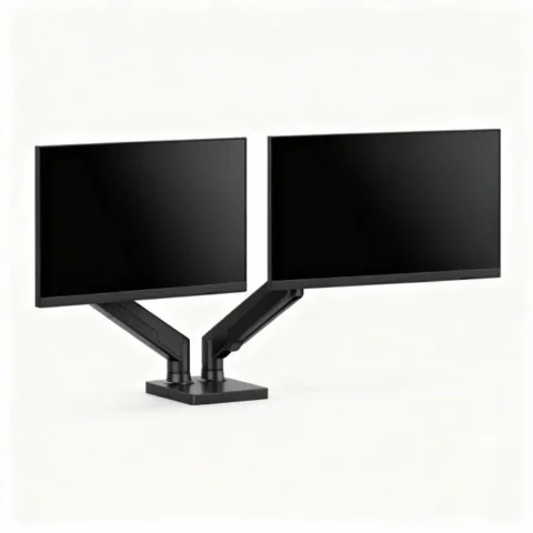 Delight Suport pentru Monitor si TV Dublu Brat Telescopic Prindere pe Birou 45cm Pana la 32inch Negru