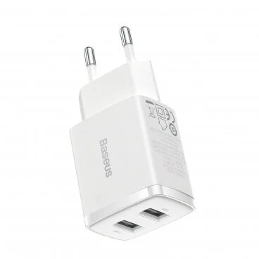 Baseus Incarcator Retea Compact 10.5W 2.1A 2 x USB-A Alb
