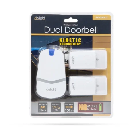 Delight Sonerie Wireless fara Baterii Kinetic 2 Butoane 36 Tonuri 100m IP44 Alb