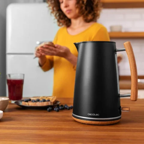 Cecotec Fierbator ThermoSense 400 Black Woody Electric Kettle, black/wood, 3,000 watts, 1.7 liters