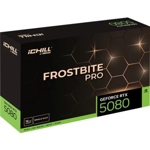 INNO3D Placa video GeForce RTX 5080 ICHILL FROSTBITE PRO, graphics card DLSS 4, 3x DisplayPort, 1x HDMI 2.1