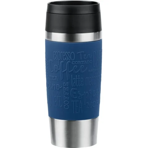 Emsa TRAVEL MUG Classic Thermo Mug (dark blue/stainless steel, 0.36 liters)