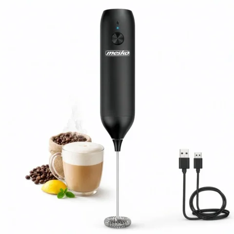 MESKO Aparat de Spumat Lapte MS 4534 Incarcare USB-C Negru