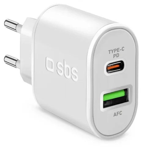 SBS Incarcator TETRPD20W, USB-C / USB-A, 20W, 3A, Alb