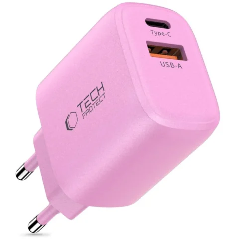 TECH-PROTECT Incarcator NCA20, USB/USB-C, 20W, Quick Charge 3.0, Fast Network Charging, Roz